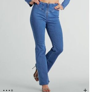 Windsor Shape Up High-Rise Corset Flare Denim Jeans